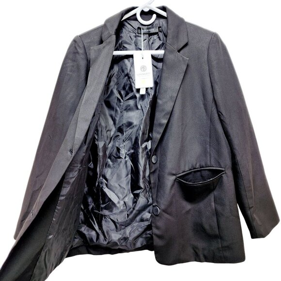 Merokeety Black Tailored Blazer Jacket   Womens Size S 2 Button Closure - Picture 12 of 13